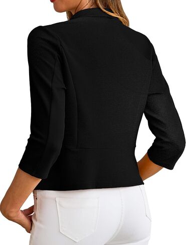 Cardydony Womens blazer blazer 3/4 Sleve Classic Lapel Open Front Work Jacket S-XL in Kuwait