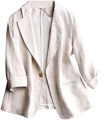 Mywinway Womens غير رسمية 3/4 كم من الأكمام خفيفة الوزن الصيف السترات القطن السترة السترة السترة in Kuwait