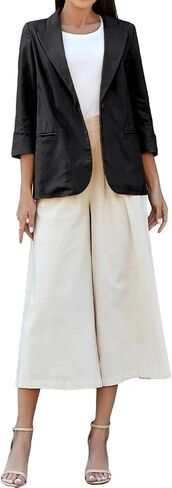 Mywinway Womens غير رسمية 3/4 كم من الأكمام خفيفة الوزن الصيف السترات القطن السترة السترة السترة in Kuwait