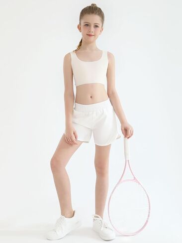 Girls Athletic Shorts Kids High Waisted Active Shorts with Zipper Pockets Running Sports Shorts for Teen Girls in Kuwait