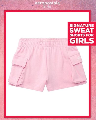 AEROPOSTALE Girls' Fleece Cargo Shorts - Soft Stylish Casual Active Shorts with Elastic Waist and Side Pockets (Sizes: 7-16) in Kuwait