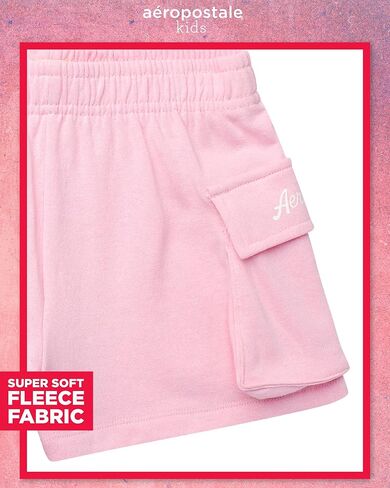 AEROPOSTALE Girls' Fleece Cargo Shorts - Soft Stylish Casual Active Shorts with Elastic Waist and Side Pockets (Sizes: 7-16) in Kuwait