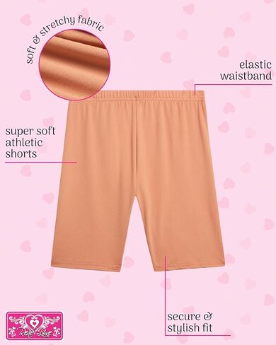 Real Love Girls Bike Shorts - 3 Pack Super Soft Athletic Cartwheel Biker Dance Shorts for Girls (Sizes: 7-16) in Kuwait