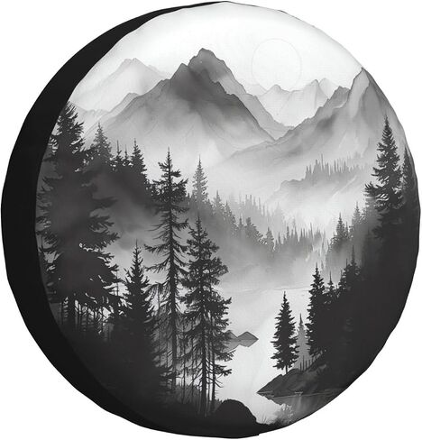 Mountain Lake Tree Landscape Spare Tire Cover Weatherproof Universal Wheel Protectors Wheel Covers for RV Camper Travel Trailer SUV Truck 15 Inch in Saudi Arabia