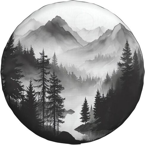 Mountain Lake Tree Landscape Spare Tire Cover Weatherproof Universal Wheel Protectors Wheel Covers for RV Camper Travel Trailer SUV Truck 15 Inch in Saudi Arabia