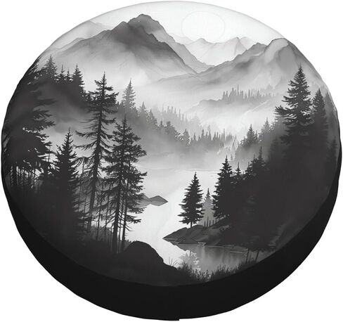 Mountain Lake Tree Landscape Spare Tire Cover Weatherproof Universal Wheel Protectors Wheel Covers for RV Camper Travel Trailer SUV Truck 15 Inch in Saudi Arabia