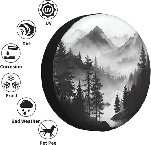 Mountain Lake Tree Landscape Spare Tire Cover Weatherproof Universal Wheel Protectors Wheel Covers for RV Camper Travel Trailer SUV Truck 15 Inch in Saudi Arabia