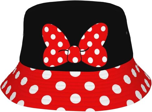 Cute Polka Dot Bucket Hats for Women Men Bow Fisherman Hat Summer Outdoor Sun Cap for Travel Hiking Beach in Saudi Arabia