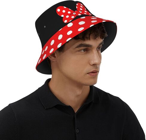 Cute Polka Dot Bucket Hats for Women Men Bow Fisherman Hat Summer Outdoor Sun Cap for Travel Hiking Beach in Saudi Arabia