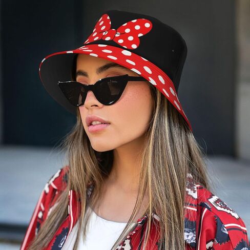 Cute Polka Dot Bucket Hats for Women Men Bow Fisherman Hat Summer Outdoor Sun Cap for Travel Hiking Beach in Saudi Arabia