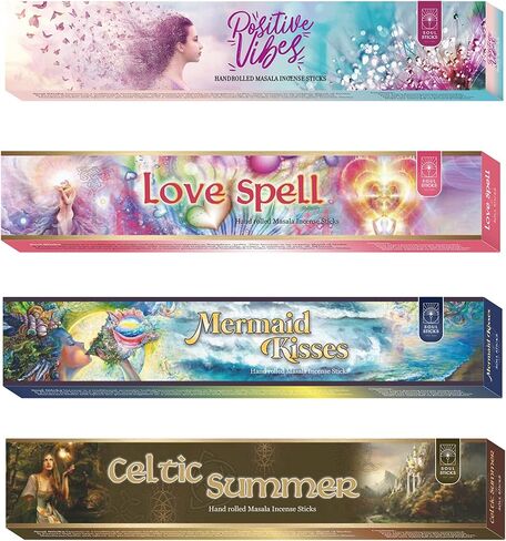 Soul Sticks Hand-Rolled Incense Sticks Variety 4 Pack | 100% Natural Masala Incense Organic Home Fragrance Agarbatti | 15 Grams Per Pack - 60 Grams Total (Divine Energy) in Saudi Arabia