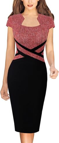 VFSHOW Womens Slim Square Neck Work Office Business Church Bodycon Pencil Sheath Dress in Saudi Arabia