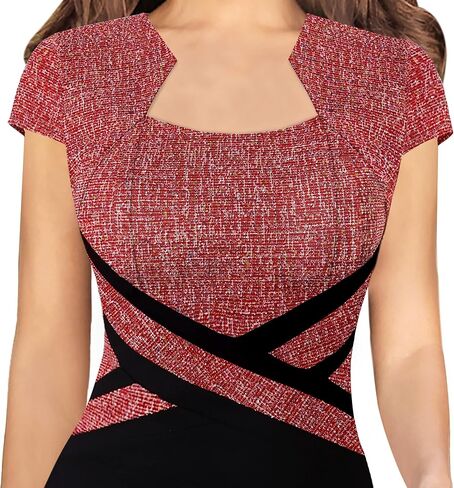 VFSHOW Womens Slim Square Neck Work Office Business Church Bodycon Pencil Sheath Dress in Saudi Arabia