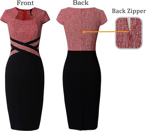 VFSHOW Womens Slim Square Neck Work Office Business Church Bodycon Pencil Sheath Dress in Saudi Arabia
