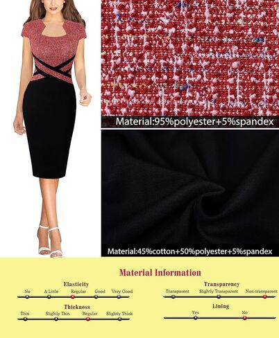 VFSHOW Womens Slim Square Neck Work Office Business Church Bodycon Pencil Sheath Dress in Saudi Arabia