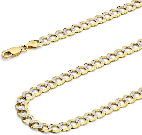 Wellingsale 14K Solid Gold Cuban Link Open Curb Chains (Select Options) in Kuwait
