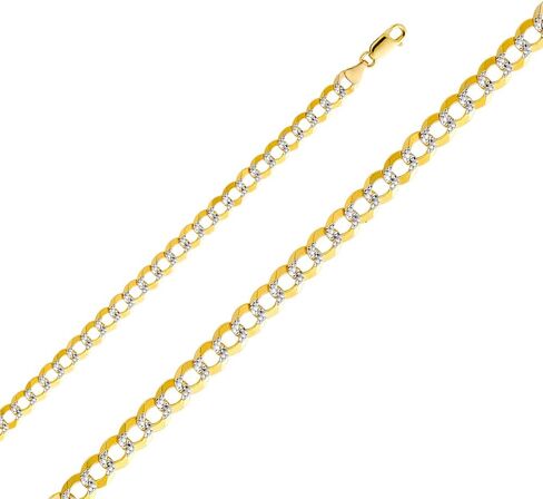 Wellingsale 14K Solid Gold Cuban Link Open Curb Chains (Select Options) in Kuwait
