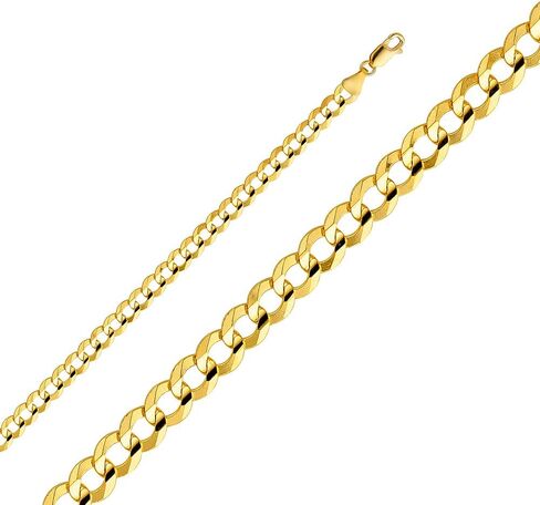 Wellingsale 14K Solid Gold Cuban Link Open Curb Chains (Select Options) in Kuwait