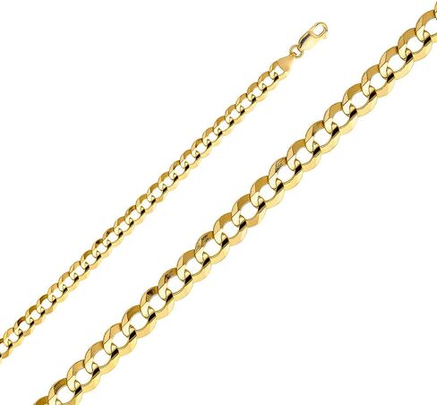 Wellingsale 14K Solid Gold Cuban Link Open Curb Chains (Select Options) in Kuwait
