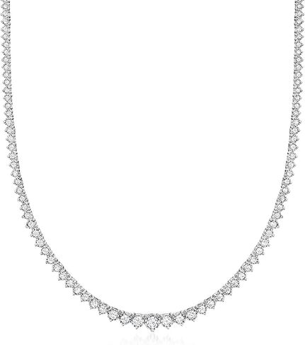 Ross-Simons 3.00 ct. t.w. Graduated Lab-Grown Diamond Tennis Necklace in Sterling Silver in Kuwait