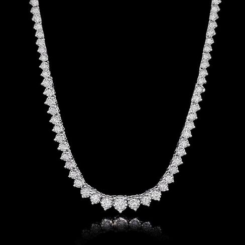 Ross-Simons 3.00 ct. t.w. Graduated Lab-Grown Diamond Tennis Necklace in Sterling Silver in Kuwait