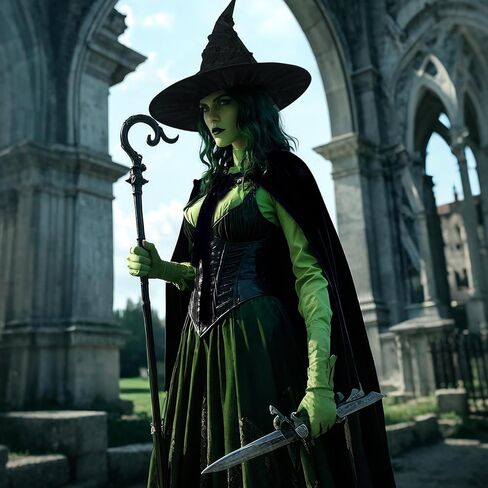 joukavor Wicked Witch Costume Women Velvet Cape and Sorceress Hat for Halloween Cosplay in Saudi Arabia