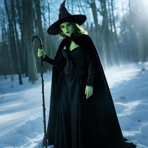 joukavor Wicked Witch Costume Women Velvet Cape and Sorceress Hat for Halloween Cosplay in Saudi Arabia