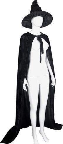 joukavor Wicked Witch Costume Women Velvet Cape and Sorceress Hat for Halloween Cosplay in Saudi Arabia
