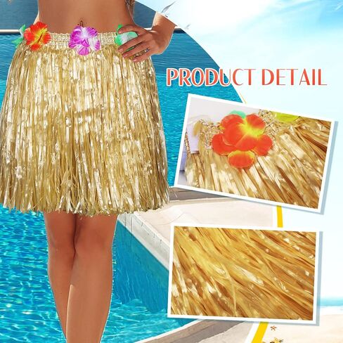 Tigeen 6 Pcs Coconut Bra Hawaiian Grass Hula Skirt Costume Set Dance Leis Outfit for Women Luau Party Supplies,15.7 Inch in Saudi Arabia