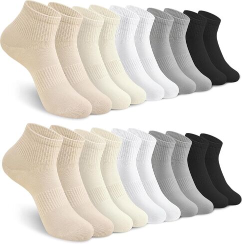 YSense 10 Pairs Quarter Socks Women Cotton Athletic Running Ankle Crew Socks with Arch Support in Saudi Arabia