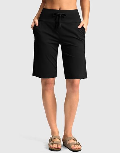 G Gradual Women's Bermuda Shorts with Pockets 11" Knee Length Stretch Comfy Drawstring Long Shorts for Women Summer Walking in Saudi Arabia