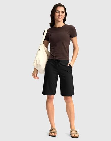 G Gradual Women's Bermuda Shorts with Pockets 11" Knee Length Stretch Comfy Drawstring Long Shorts for Women Summer Walking in Saudi Arabia