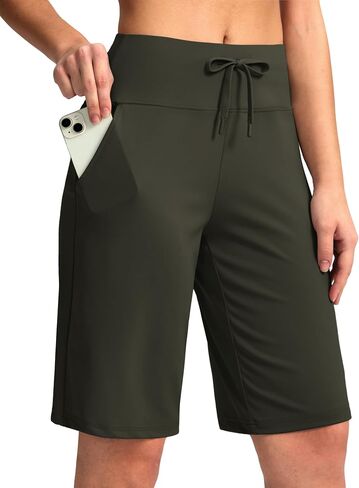 G Gradual Women's Bermuda Shorts with Pockets 11" Knee Length Stretch Comfy Drawstring Long Shorts for Women Summer Walking in Saudi Arabia