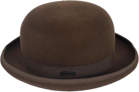 Men's Wool Bowler Hats - Felt Derby Dress Hat - Rolled Brim Fedora with Feather in Kuwait