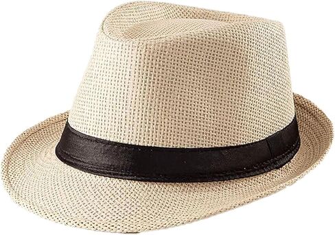 Straw Fedora Hat for Women Men Panama Hat Short Brim Summer Sun Hat in Saudi Arabia