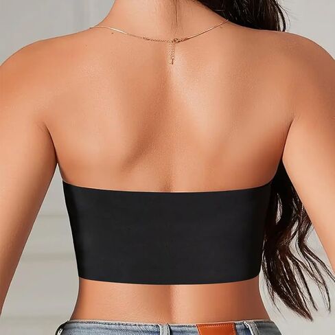 Strapless Bra for Women - Non-Slip Silicone Bandeau with Front Closure, Seamless Tube Bra with Nipple Covers in Kuwait