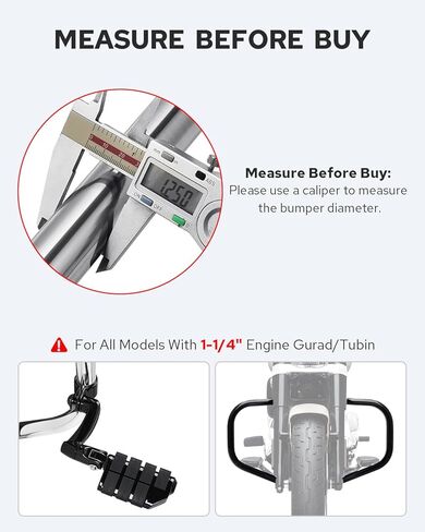 Benlari Highway Pegs Longhorn Offset, 1-1/4" 304 Stainless Steel Clamps Extension Arms Footpegs Fit for Harley Touring Street Glide Softail Dyna Sportster fits 1.25"(32mm) Engine Guard Style3 (Chorme) in Kuwait