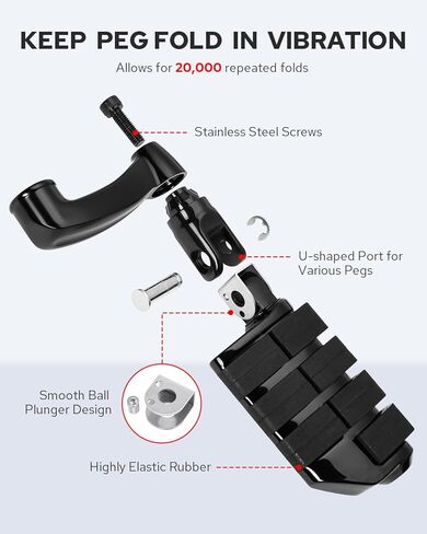 Benlari Highway Pegs Longhorn Offset, 1-1/4" 304 Stainless Steel Clamps Extension Arms Footpegs Fit for Harley Touring Street Glide Softail Dyna Sportster fits 1.25"(32mm) Engine Guard Style3 (Chorme) in Kuwait