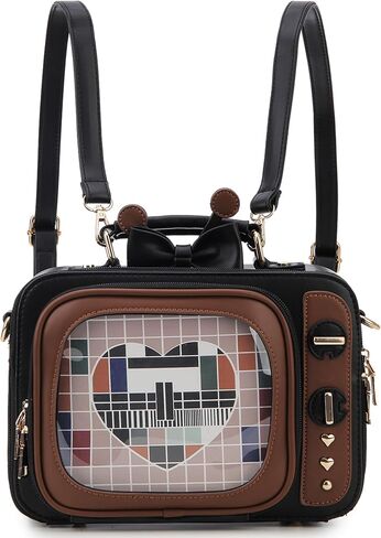 Retro TV Shaped Ita Bag Backpack Small Pin Display Bag with Inserts Cute Ita Crossbody Bag for Enamel Pins Display in Kuwait