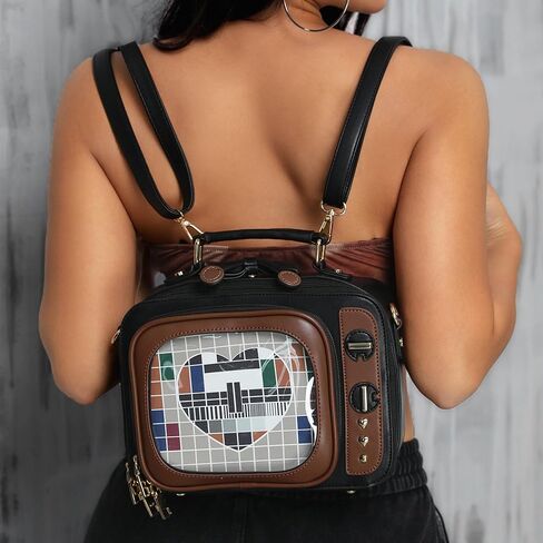 Retro TV Shaped Ita Bag Backpack Small Pin Display Bag with Inserts Cute Ita Crossbody Bag for Enamel Pins Display in Kuwait