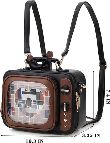 Retro TV Shaped Ita Bag Backpack Small Pin Display Bag with Inserts Cute Ita Crossbody Bag for Enamel Pins Display in Kuwait
