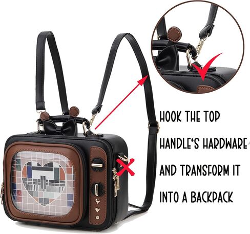 Retro TV Shaped Ita Bag Backpack Small Pin Display Bag with Inserts Cute Ita Crossbody Bag for Enamel Pins Display in Kuwait