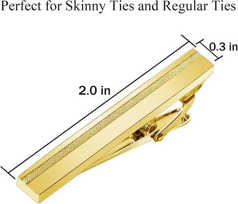 Clips for Men - Silver, Gold, Gun Black, 2 Inch Bar Pins for Skinny and Regular Ties, Unique Clasp Suitable for Wedding, Business, Father's Day Gift in Saudi Arabia