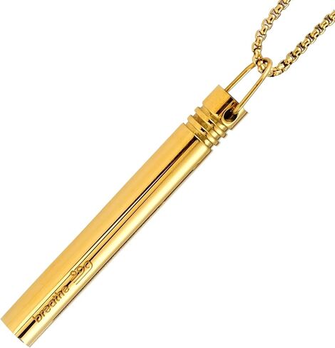Breathlink Necklace for Anxiety & Stress Relief - Meditation & Relaxation Tool for Mindful Breathing - Stainless Steel Breathing Necklace to Quit Smoking & Vaping - Stylish Wellness Gift for Adults in Kuwait