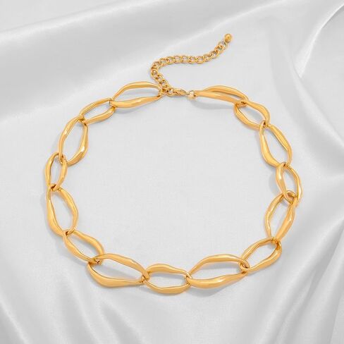 LILIE&WHITE Gold Necklaces For Women Chunky Necklaces Trendy Gold Link Chain Necklace Fashion Choker Necklace Women Jewelry Gift in Kuwait
