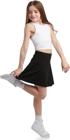 Sweet Hearts Girls Skater Skert - Thight Wehist Stretch Flare Mini Mini Tramply Viorts for Girls: Made in USA (الأحجام: 5-18) in Kuwait
