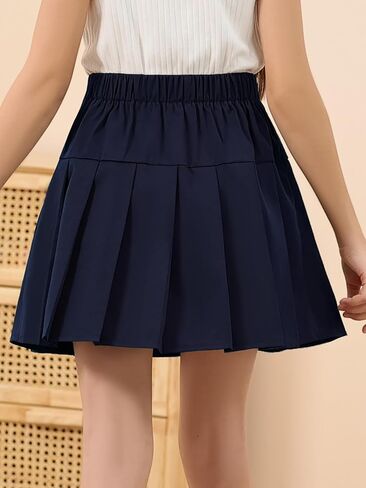 Gorlya Girls School Aself Woven High Weist Button Front Skater Tennis Hend Hend Short Skirt 6-14y in Kuwait