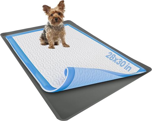 Skywin Dog Pad Holder Tray for 30 x 36 Inches Training Pads - Easy to Clean and Store Perfect for Dog Potty Tray – Silicon Wee Wee Pad Holder, No Spill Pee Pad Holder for Dogs (Grey) in Saudi Arabia