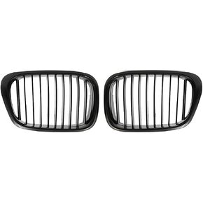 uxcell No.51138159315/51138159316 Front Upper Hood Bumper Grille Grill for BMW 528i 540i 1997 1998 2000 Front Left Right Upper Bumper Kidney Grille Grill Signal Slat Matte Black Pair