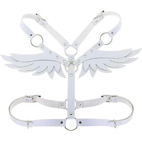Women Gothic waist belt Body Harness SM Sexy,Punk angel wings belt,Gothic angel wings harness Adjustable Gothic Punk Angel Wings Waist Harness Dancing Show Rave Festival Party Body Harness Belt,White